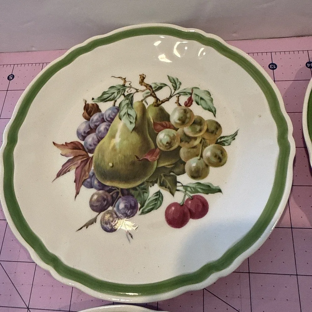 Rochard Limoges Dessert/salad Plates Fruit Design made in France Signed set of 4